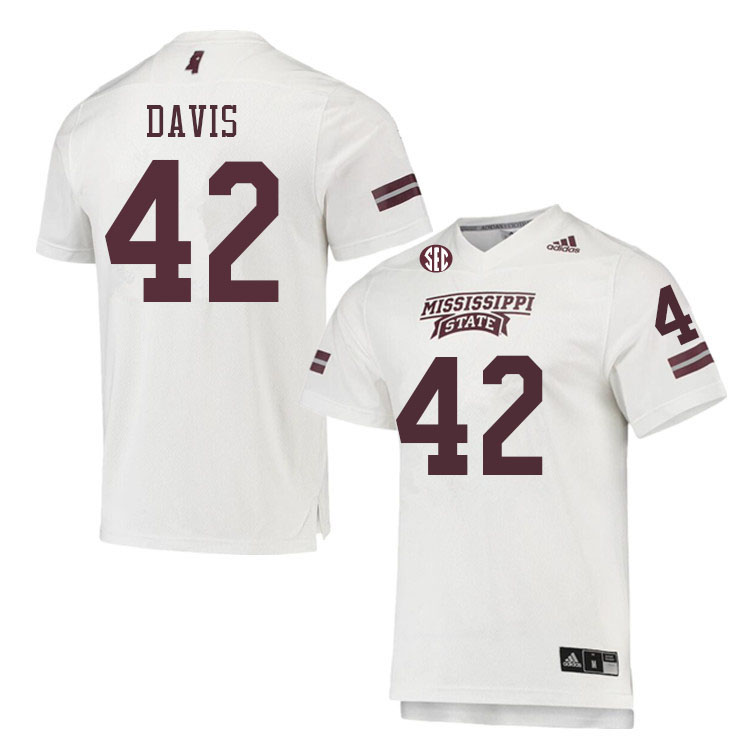 Men #42 Roman Davis Mississippi State Bulldogs College Football Jerseys Sale-White